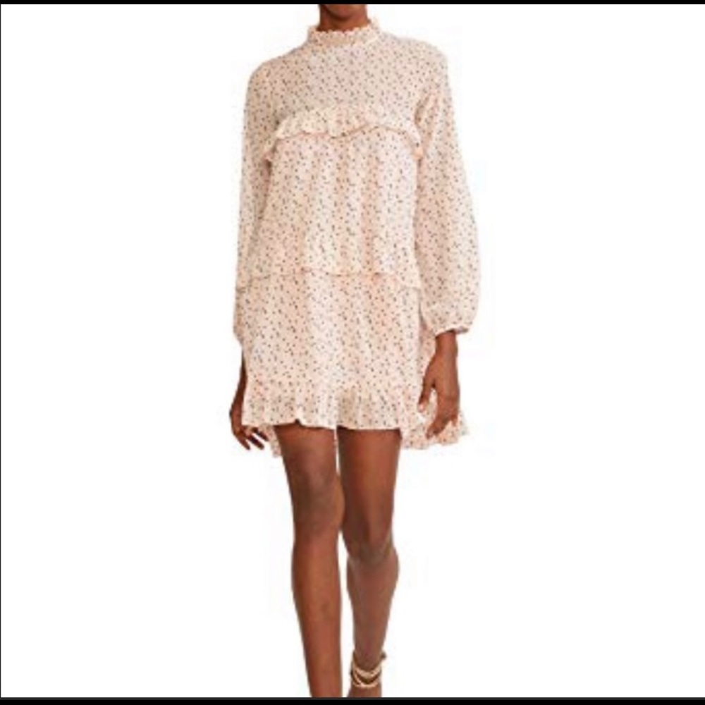 Cynthia Rowley Delphine Pink Dot Ruffle Dress
